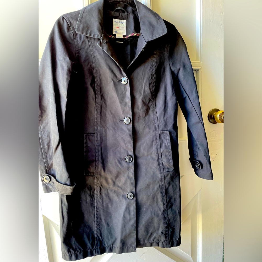 Old Navy Trench coat, Black, Medium